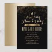 おしゃれなゴールドのコンフェッティドット ウェディングアニバーサリー 招待状 (正面/裏面)