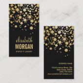 おしゃれなゴールドのコンフェッティドット - モダンビューティブラック 名刺 (正面/裏面)