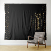 おしゃれなゴールドのコンフェッティ クラスの背景 卒業式の装飾 タペストリー (インサイチュ(横))