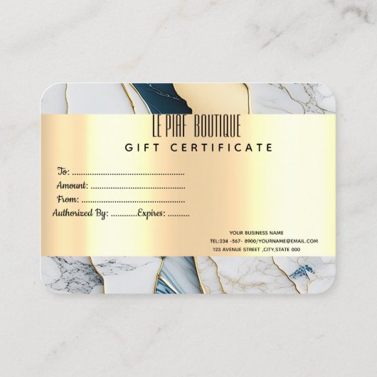 おしゃれなゴールドのコンフェッティ、大理石ゴールド 割引カード (裏面)