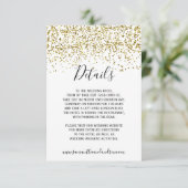 おしゃれなゴールドのコンフェッティ 白のタイポグラフィの詳細 エンクロージャーカード (スタンド正面)