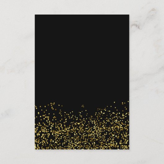 おしゃれなゴールドのコンフェッティ 白のタイポグラフィの詳細 エンクロージャーカード (裏面)