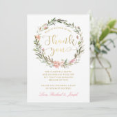 おしゃれなゴールドのスクリプトリース ベビーシャワー お礼カード 招待状 (スタンド正面)