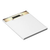 おしゃれなゴールドのストライプフレームにハート ノートパッド (アングル)