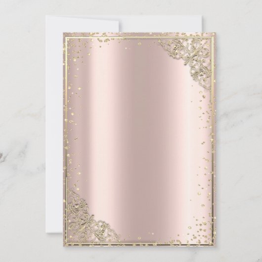 おしゃれなゴールドのティアラ、ダイヤモンド ローズゴールドのキンセアニエラ 招待状 (裏面)