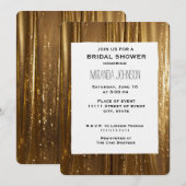 おしゃれなゴールドのティンセル ストライプ  ブライダルシャワー 招待状 (正面/裏面)