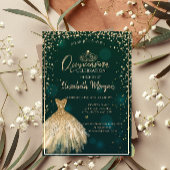 おしゃれなゴールドのドレスのティアラ、ダイヤモンドの緑のクインセアニエラ 招待状