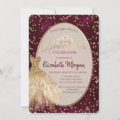 おしゃれなゴールドのドレスティアラ、赤いキンセアニエラ 招待状 (正面)