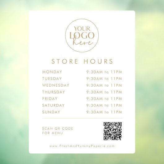 おしゃれなゴールドのビジネスロゴQRコード営業時間 ウィンドウサイン (シート3)