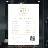 おしゃれなゴールドのビジネスロゴQRコード営業時間 ウィンドウサイン