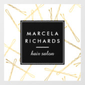 おしゃれなゴールドのヘアピン 窓デカール ヘアサロン 美容院 ウィンドウサイン (シート)