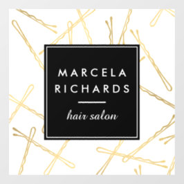 おしゃれなゴールドのヘアピン Salon 窓 ステッカー ウィンドウサイン