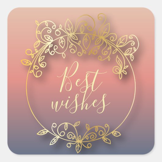 おしゃれなゴールドのメタリックフレーム スクエアシール (正面)