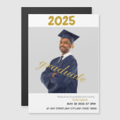 おしゃれなゴールドの卒業式招待状 マグネット招待状 (正面/裏面)