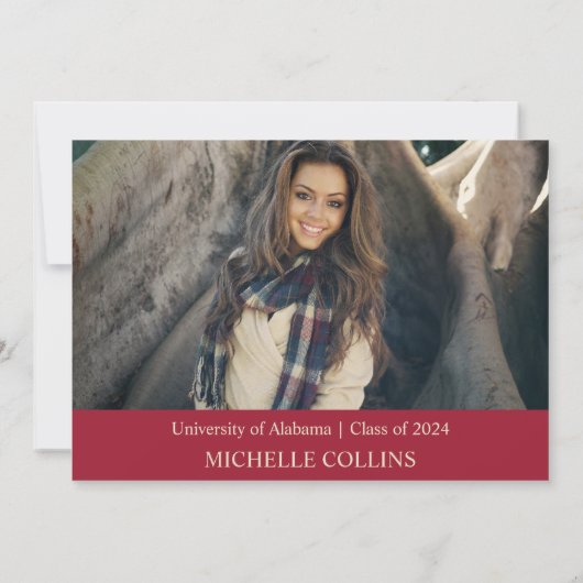 おしゃれなゴールドの卒業式招待状 招待状 (裏面)