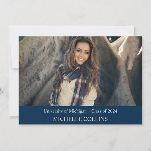 おしゃれなゴールドの卒業式招待状 招待状 (裏面)