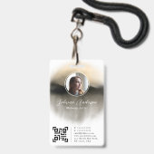 おしゃれなゴールドの水彩抽象スクリプト写真ロゴ バッジ (正面（ネックストラップ付）)