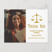 おしゃれなゴールドの法科大学院卒業写真の感謝メッセージ ポストカード (正面)