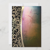 おしゃれなゴールドの渦巻きグラス、ハイヒールの引退 招待状 (裏面)