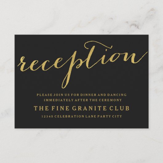 おしゃれなゴールドの結婚式の招待状 エンクロージャーカード (正面)