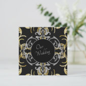 おしゃれなゴールドの結婚式招待状 招待状 (スタンド正面)