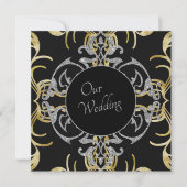 おしゃれなゴールドの結婚式招待状 招待状 (正面)