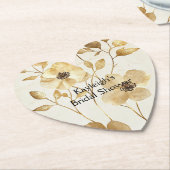 おしゃれなゴールドの花のブライダルシャワー ペーパーコースター (アングル)