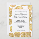 おしゃれなゴールドの花の結婚式招待状 招待状 (正面)