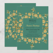 おしゃれなゴールドの花モチーフのウェディングシャワー招待状 招待状 (正面/裏面)