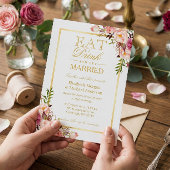 おしゃれなゴールドの花柄で結婚式を楽しもう 招待状