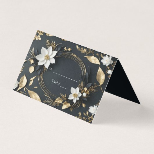 おしゃれなゴールドの花輪 ウェディングプレイス テーブルナンバー (正面)