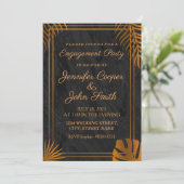 おしゃれなゴールドの葉と幾何学的なフレームのエンゲージメント 招待状 (スタンド正面)
