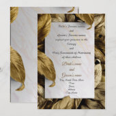 おしゃれなゴールドの葉の結婚式招待状 招待状 (正面/裏面)