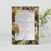 おしゃれなゴールドの葉の結婚式招待状 招待状 (スタンド正面)