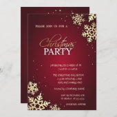 おしゃれなゴールドの雪の結晶のクリスマスパーティー 招待状 (正面/裏面)
