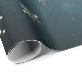 おしゃれなゴールドの雪の結晶 グリーン ラッピングペーパー (ロールコーナー)