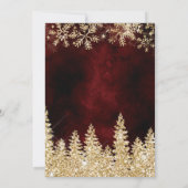 おしゃれなゴールドの雪松の赤いクリスマス冬の結婚式 招待状 (裏面)