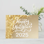 おしゃれなゴールドの2025年新年カード 会社用 シーズンカード (スタンド正面)