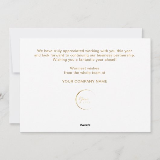 おしゃれなゴールドの2025年新年カード 会社用 シーズンカード (裏面)