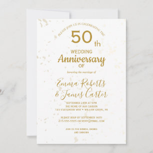 おしゃれなゴールドの50周年結婚記念日 招待状