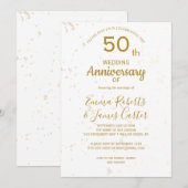 おしゃれなゴールドの50周年結婚記念日 招待状 (正面/裏面)