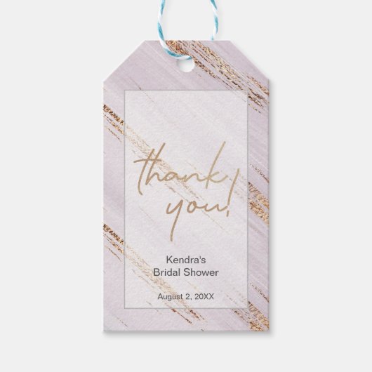 おしゃれなゴールドの 花嫁の名前 ブライダルシャワーのお礼 ギフトタグ (正面)