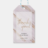 おしゃれなゴールドの 花嫁 予定の人の名前 ブライダルシャワーのお礼 ギフトタグ (正面)