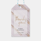 おしゃれなゴールドの 花嫁 予定の人の名前 ブライダルシャワーのお礼 ギフトタグ (裏面)