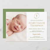 おしゃれなゴールドクロス水彩カスタム写真洗礼式 招待状 (正面/裏面)