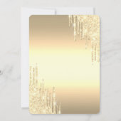 おしゃれなゴールドグリッターが垂れるドレス 緑 18歳の誕生日 招待状 (裏面)