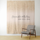 おしゃれなゴールドグリッターオンブレピンクの結婚式バックドロップ タペストリー (インサイチュ)