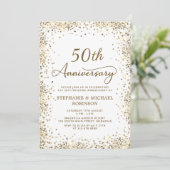 おしゃれなゴールドグリッター写真 50周年結婚記念日 招待状 (スタンド正面)