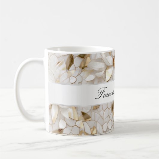 おしゃれなゴールドグリッター白蓮の花のウェディング コーヒーマグカップ (左)