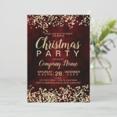 おしゃれなゴールドグリッター赤コーポレートクリスマスパーティー 招待状 (スタンド正面)